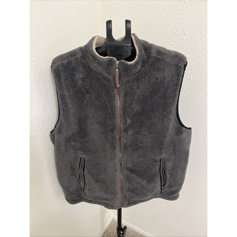 TRUE GRIT Men's Western Rancher Pile Vest Jacket Grey Pebble Double Up Size XL